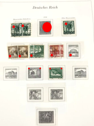 Sammlung Briefmarken Deutsches Reich, jede Seite mit Marken ist fotografiert.