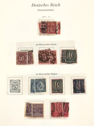 Sammlung Briefmarken Deutsches Reich, jede Seite mit Marken ist fotografiert.