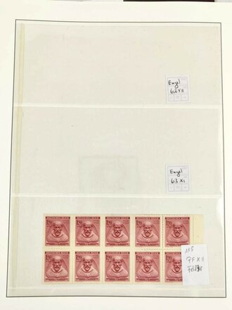 Sammlung Briefmarken Deutsches Reich, jede Seite mit Marken ist fotografiert.