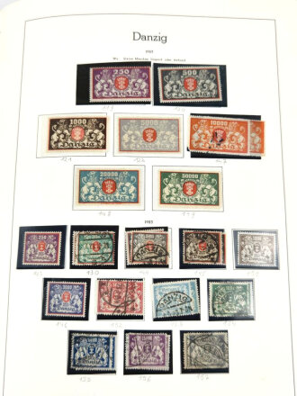 Sammlung Briefmarken Danzig, jede Seite mit Marken ist fotografiert.