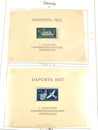 Sammlung Briefmarken Danzig, jede Seite mit Marken ist fotografiert.