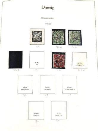 Sammlung Briefmarken Danzig, jede Seite mit Marken ist fotografiert.