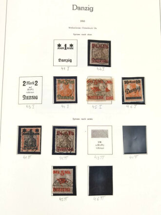 Sammlung Briefmarken Danzig, jede Seite mit Marken ist fotografiert.