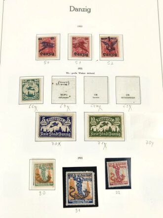 Sammlung Briefmarken Danzig, jede Seite mit Marken ist fotografiert.