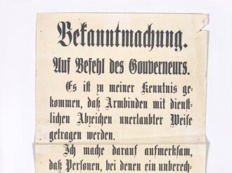 Deutschland 1. Weltkrieg, Wandanschlag/Flugblatt,...