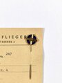 Deutschland nach 1945, Ring Deutscher Flieger, Mitgliedsnadel mit Mitgliedskarte, ca. 1,5 cm, 11.6. 1952, guter Zustand