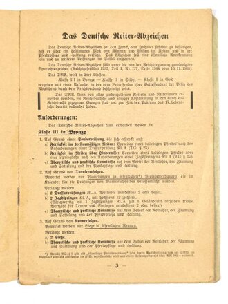 Reichsverband für Zucht und Prüfung deutschen Warmbluts, Heft "Bewerbung um das Deutsche Reiter-Abzeichen", 11 Seiten mit Fragebogen, ca, DIN A5, gebraucht, Fragebogen lose