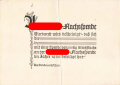 Blanko-Formular "Adolf-Hitler-Flachsspende", DIN A5, gefaltet, fleckig