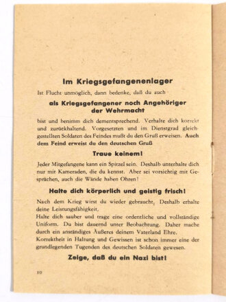 Fliegendes Personal der Luftwaffe "Merkbuch für den deutschen Soldaten", hrsg. v. Luftwaffenübungsstab, 8 Seiten, 1944, leicht fleckig, sonst guter Zustand