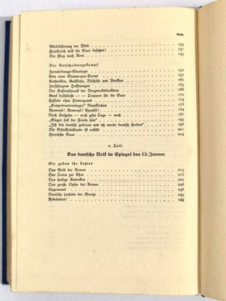 "Weltgeschichte an der Saar", Karl Bartz, mit Widmung eines SA-Obersturmführers (Weihnachten 1936), 254 Seiten, 1935, ca. DIN A5, gebraucht