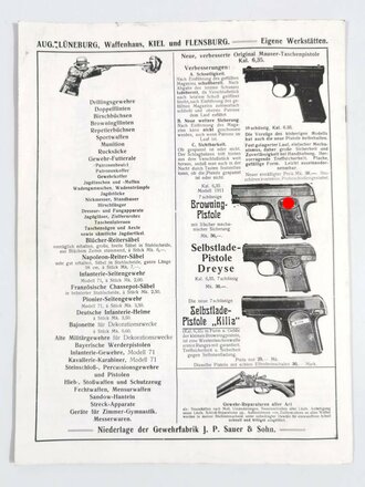 REPRINT Katalog "Marine-Offizier-Dolche, Dolchkoppel und Portepee", Waffenhaus August Lüneburg, Kiel und Flensburg, 8 Seiten, um 1910, 32 x 24 cm, guter Zustand