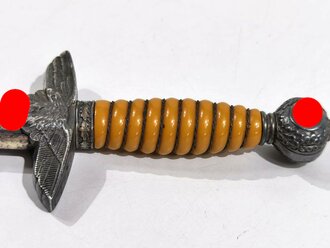 Miniatur Dolch für Offiziere der Luftwaffe, Gesamtlänge 26cm, zusammengehöriges Stück, Mundblech fehlt, sonst einwandfrei