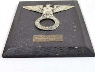 2.Preis Unteroffizier Preisschiessen 25.Mai 1938. Platte 16 x 21cm, das Hakenkreuz fehlt