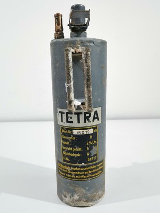"Tetra" Feuerlöscher Wehrmacht. Originallack, vollständig leer, KEIN VERSAND NACH ÜBERSEE