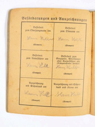 Liederbuch der Kyffhäuser-Jugend mit Mitgliederausweis, Ausgabe 1932, 96 Seiten, ca. DIN A7, gebracht