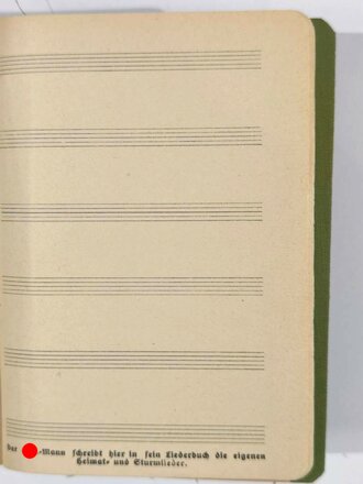 SA Liederbuch, herausgegeben im Auftrage der Obersten SA-Führung, 291 Seiten, 1933, 10 x 12,5 cm, sehr guter Zustand, seltenes Stück