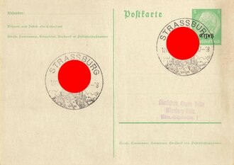 Elsass-Lothringen, 2 Postkarten mit Stempel "Strassburg" und "Metz", 12./13.11.1940, ca. 10,5 x 15 cm, ungelaufen, guter Zustand