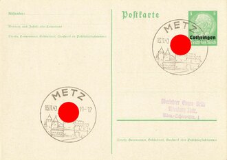 Elsass-Lothringen, Ganzsache, 2 Postkarten mit Stempel "Strassburg" und "Metz", 13./23.11.1940, ca. 10,5 x 15 cm, ungelaufen, guter Zustand