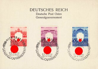 Generalgouvernement, Gedenkblatt mit Stempel "Vier...