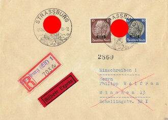 Elsass-Lothringen,  Briefumschlag mit R-Stempel und...