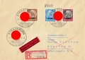 Elsass-Lothringen, Briefumschlag mit R-Stempel und Stempel "Strassburg" und "München", Eilbote/Expres, 27.11.1940, ca. 11,5 x 16 cm, gelaufen