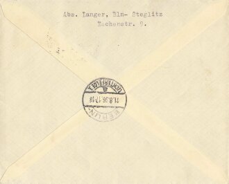 Olympia Berlin 1936,  Briefumschlag mit R-Stempel und...