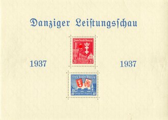 Ostpreußen, Danziger Leistungsschau 1937, Herzstück mit 2 Briefmarken