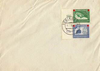 Luftpost, Briefumschlag mit 2 Briefmarken Zeppelin , und Stempel "Tübingen", 8.7.1938