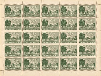 Böhmen und Mähren, Theresienstadt/Terezin, Ganzer Bogen mit 25 Briefmarken