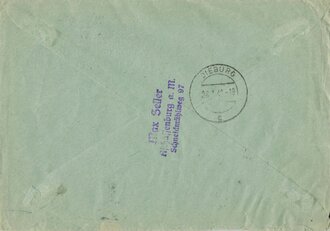 DAF / NSG KdF, Briefumschlag mit R-Stempel, Gau Mainfranken, 26.1.1942, Einschreiben, gelaufen