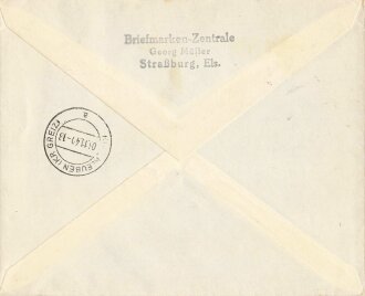 Elsass-Lothringen, Briefumschlag mit R-Stempel und Stempel "Strassburg", Einschreiben, 5.11.1940, gelaufen