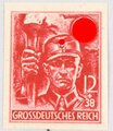 Briefmarke "Parteiformationen SA - Grossdeutsches Reich", 12 + 38 Pfennig, geprüft "Schlegel"