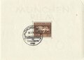 München-Riem 1936, Ganzsache, Herzstück mit einer Briefmarke "Das braune Band von Deutschland 42 Pfennig", mit Stempel "München-Riem - Das braune Band von Deutschland 26.7.1936", guter Zustand