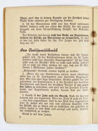 "Der Nazi-Sozi. Fragen und Antworten für den Nationalsozialisten", Dr. Goebbels, 2. Auflage 1930, 23 Seiten, ca. 12 x 15 cm, gebraucht, Einband lose