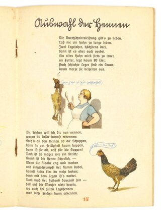 Deutsche Landwerbung, "Die lustige Hühnerfibel", Reichsverband Deutscher Kleintierzüchter, ohne Jahr, 32 Seiten, DIN A5, guter Zustand