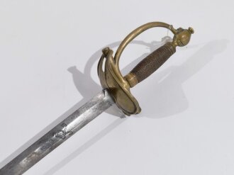 Preussen, Degen für Kürassiere, 1.Drittel 18.Jahrhundert, 6-kantig geschliffene Klinge in Messing eingelegte Klingenmarke " Potzdam "