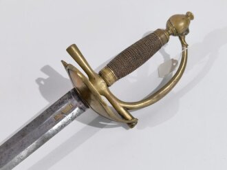 Preussen, Degen für Kürassiere, 1.Drittel 18.Jahrhundert, 6-kantig geschliffene Klinge in Messing eingelegte Klingenmarke " Potzdam "