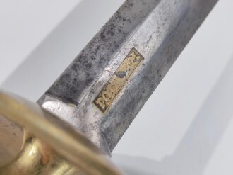 Preussen, Degen für Kürassiere, 1.Drittel 18.Jahrhundert, 6-kantig geschliffene Klinge in Messing eingelegte Klingenmarke " Potzdam "
