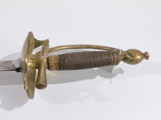 Preussen, Degen für Kürassiere, 1.Drittel 18.Jahrhundert, 6-kantig geschliffene Klinge in Messing eingelegte Klingenmarke " Potzdam "