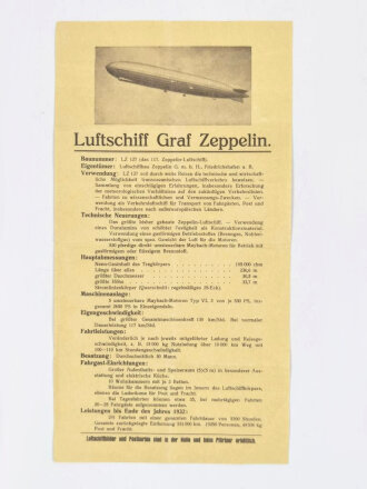 Datenblatt "Luftschiff Graf Zeppelin", 1932,...
