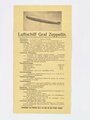 Datenblatt "Luftschiff Graf Zeppelin", 1932, ca. 15 x 28,5 cm, mehrfach gefaltet, sonst guter Zustand