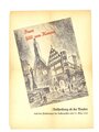 Deutschland nach 1945, Werbeblatt "Feuer fällt vom Himmel - Rothenburg ob der Tauber nach den Zerstörungen des Luftangriffes vom 31. März 1945", DIN A4, mehrfach gefaltet, sonst guter Zustand