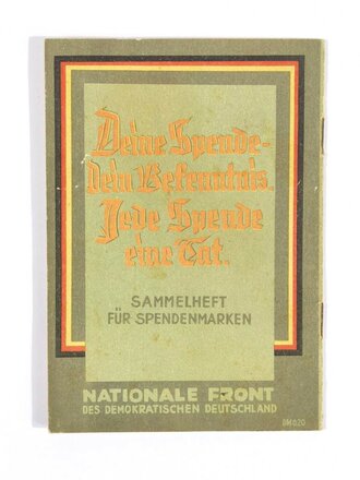 DDR, Sammelheft für Spendenmarken, Nationale Front des Demokratischen Deutschland, vollständig, 1953, 11,5 x 16 cm, guter Zustand