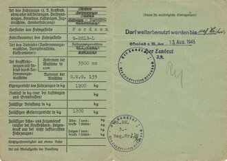 Deutschland nach 1945, Kraftfahrzeugschein für einen...