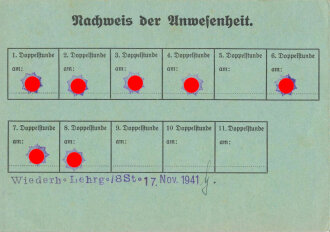 Bescheinigung über Teilnahme an einem Lehrgang für eine Laienhelferin, Reichluftschutzbund, Landesgruppe IV Sachsen, 1939-1941, gebraucht