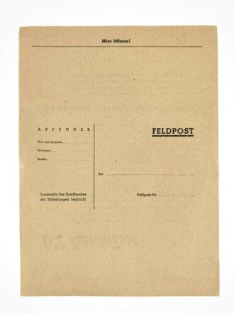 Werbeblatt als Feldpost-Briefumschlag für Sonderausgabe des Illustrierten Beobachters "Flugzeug macht Geschichte - 62 Abschüsse", 1939, DIN A4, neuwertiger Zustand