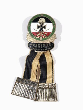 Kriegerverein des Kirchspiels Hamelschenburg, Mitgliedsabzeichen mit Band, emailliert, 26 mm, guter Zustand