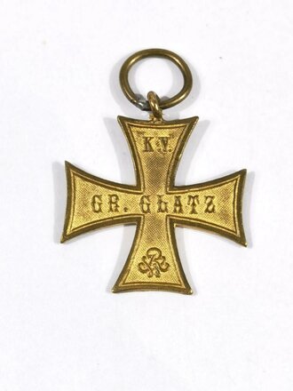 Kriegerverein "Gr. Glatz" (Niederschlesien), tragbares Ehrenkreuz ohne Band, 31 mm, Ring nachgelötet, guter Zustand
