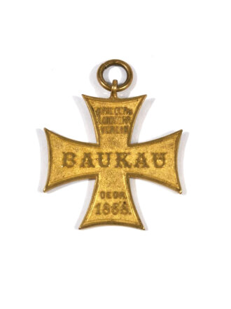 Krieger- und Landwehrverein Baukau, tragbares Ehrenkreuz ohne Band, 38 mm, gebraucht