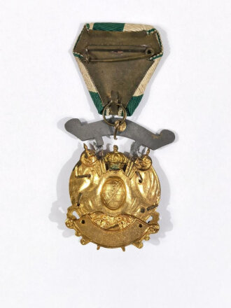 Sachsen, Königlich Sächsischer Militär Verein "Grüna i. S." , Abzeichen am Band für Ehrenmitgliedschaft, 54 mm, gebraucht
